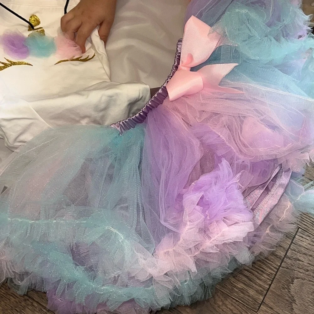 First birthday unicorn set headband tutu and onesie body photoshoot set